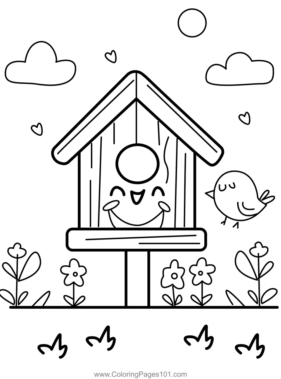 Birdhouse Coloring Pages 1