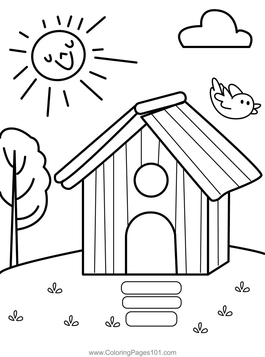 Birdhouse Coloring Pages 2