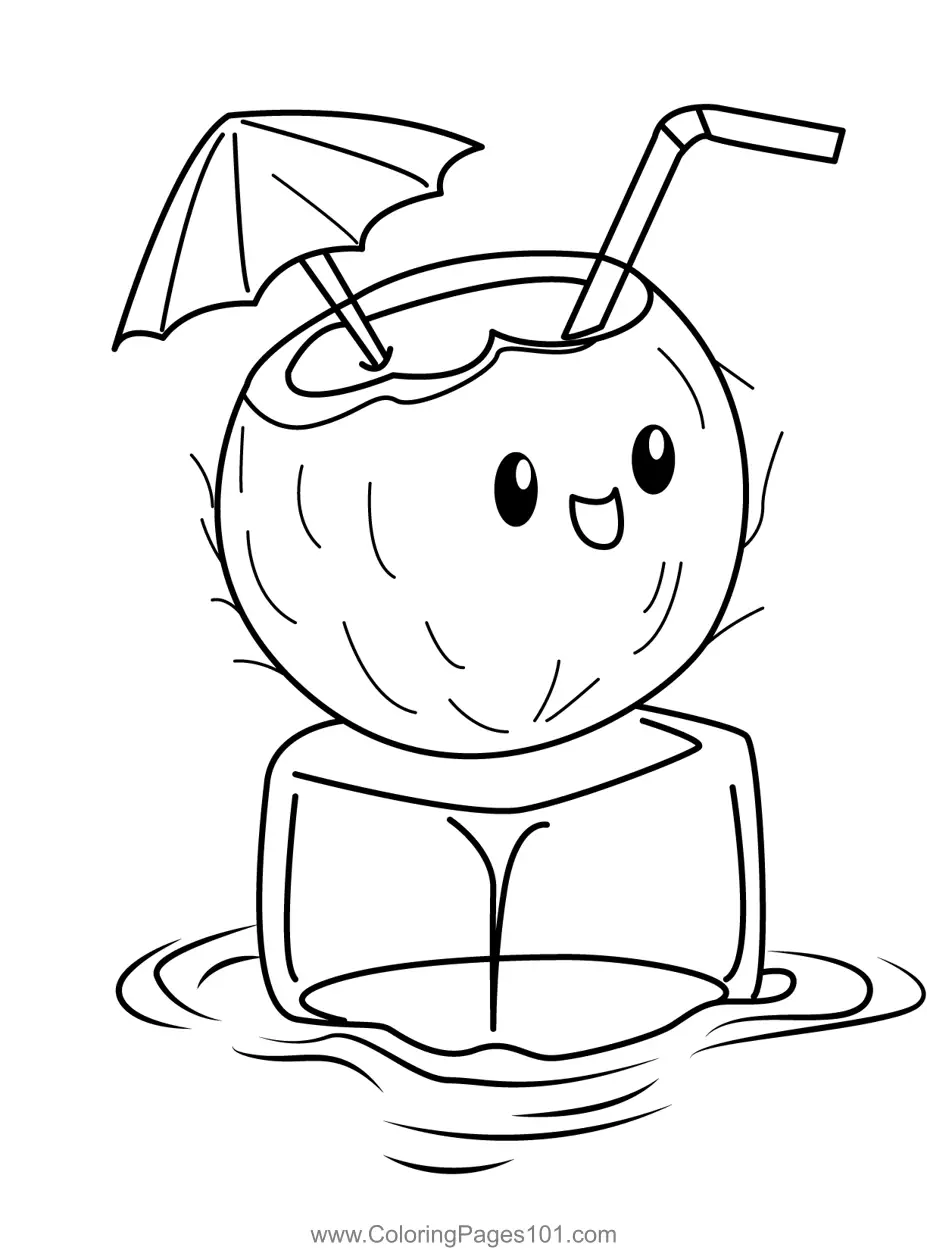 Coconut Coloring Pages 2