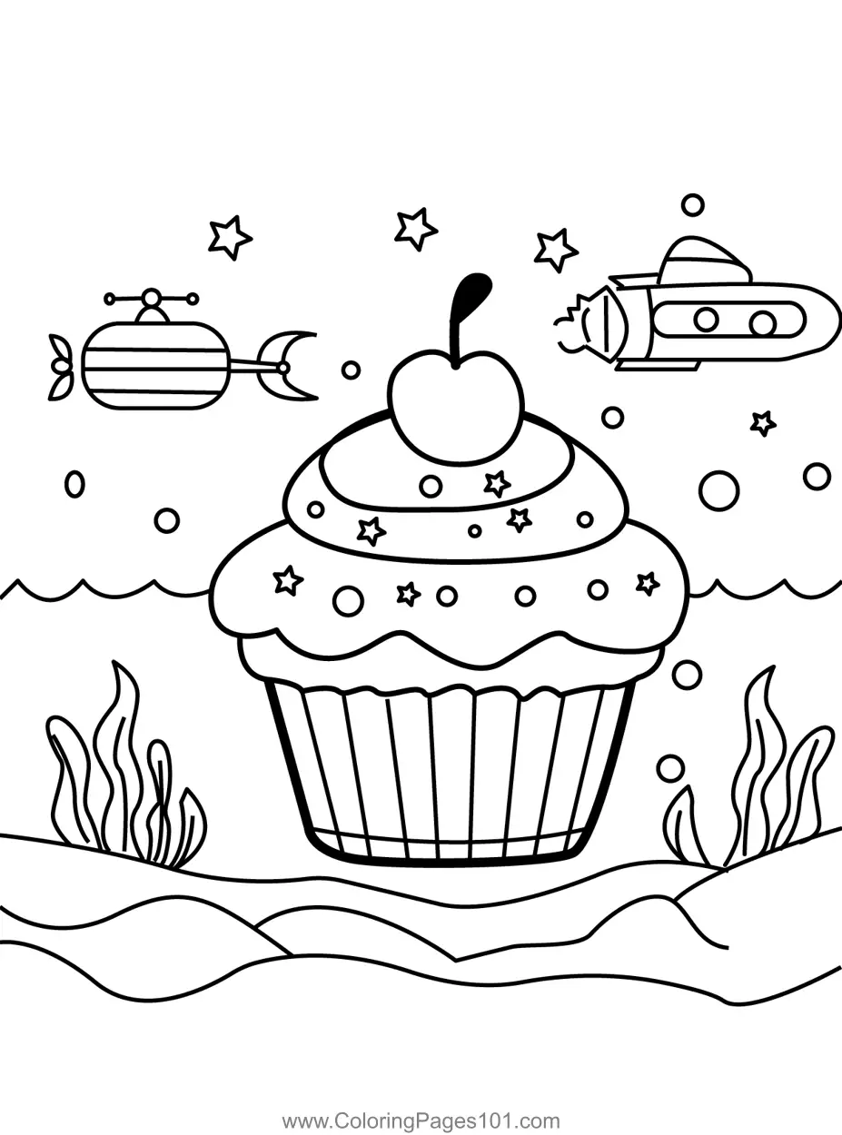 Cupcakes Coloring Pages 2