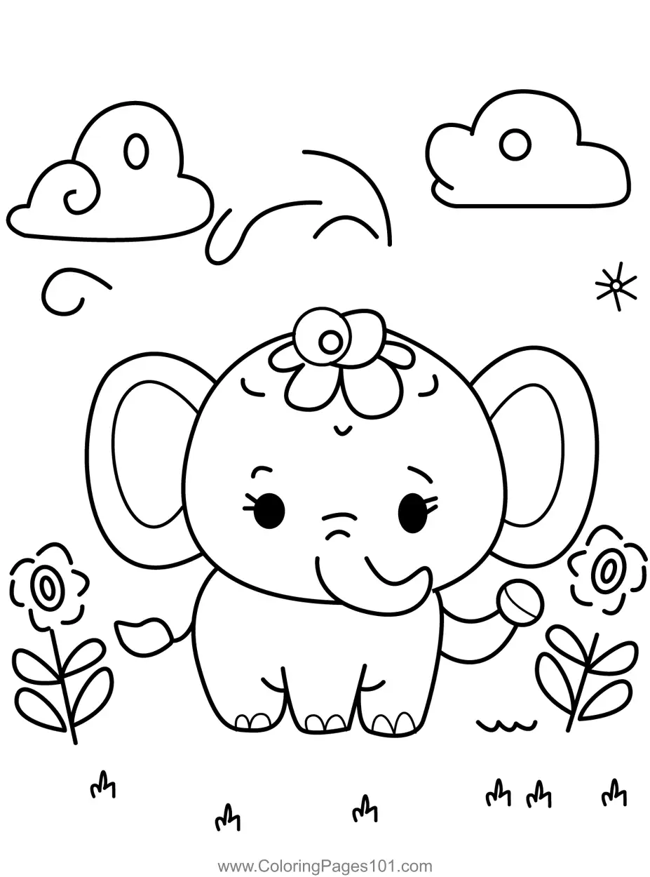 Elephant Coloring Pages 5