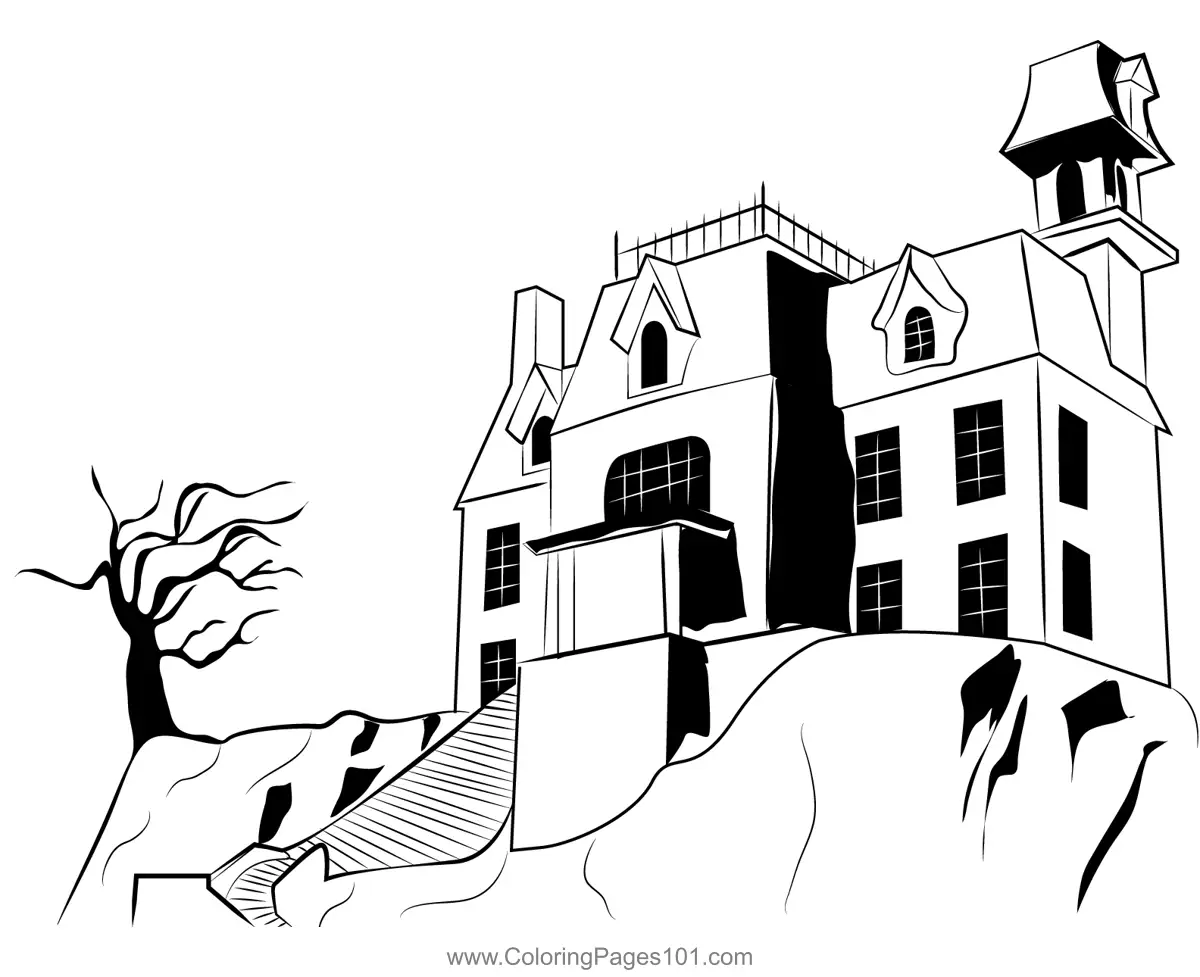 Haunted Houses Coloring Pages 1