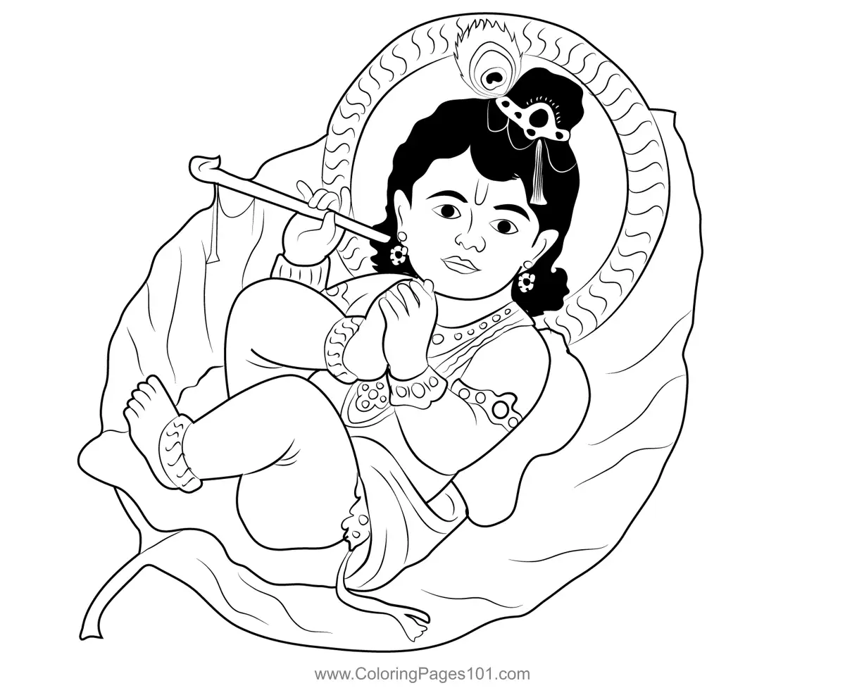 Krishna Janmashtami Coloring Pages 9